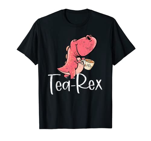 Tea Rex Funny Dinosaur T Rex Lovers Tea Party Kids Girls T-Shirt