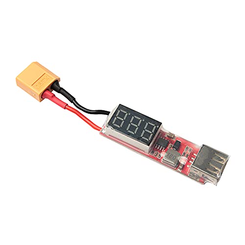 Acxico 1Pcs 2S-6S Lithium Lipo Battery XT60 Plug to USB 5V Charger Converter Module Adapter