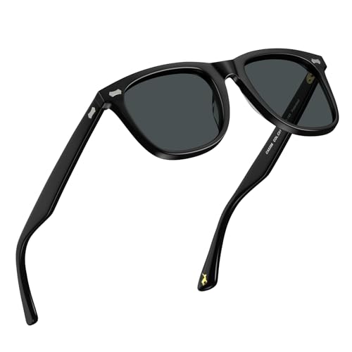 CARFIA Vintage Polarized Sunglasses For Men UV400 Protection Retro Square Shades Driving Fishing Sun Glasses