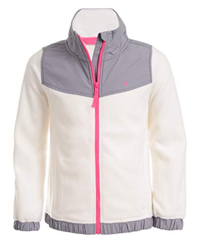 Nautica Girl's Full-zip Fleece Jacket, Signature Logo Design, Lightweight & Wind Resistant, Grey Heather, 39