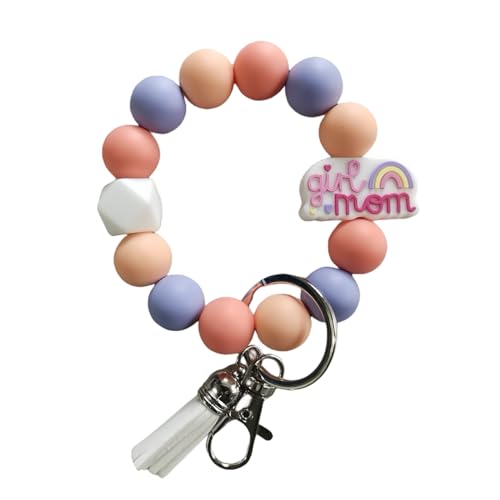 Unistybag Keychain Bracelet Wristlet Keychain Silicone Beaded Key Ring Gifts for Women for Mother’s/Christmas Day