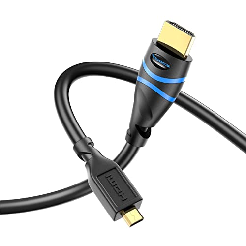 BlueRigger Micro HDMI to HDMI Cable (10 FT, 4K 60Hz, HDR, High Speed, Ethernet) - Compatible with GoPro Hero 7/6/5/4, Raspberry Pi 4, Sony A6000/A6300 Camera, Nikon B500, Lenovo Yoga 3 Pro, Yoga 710