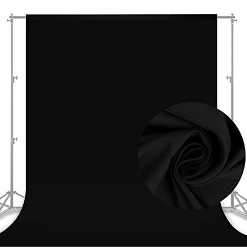 10 x 8 FT Black Backdrop Background for Photography, Chromakey High Density Polyester Fabric Pure Black Photo Backdrop Curtain Screen Collapsible Seamless for Shoot Portraits Party Video Studio