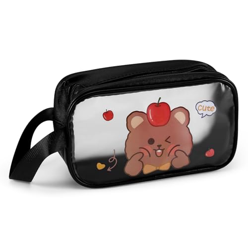Boobeen Waterproof Cosmetics Bag, Clear Zipper Makeup Bag Travel Toiletries Bag, Multipurpose Cosmetic Organizer for Travel, Cute Cartoon Makeup Pouches Toiletries Bags for Women