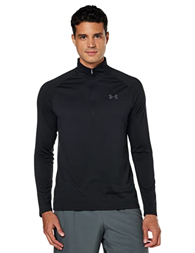 Under Armour Mens Tech 2.0 1/2 Zip-Up T-Shirt , Black (001)/Charcoal , Small