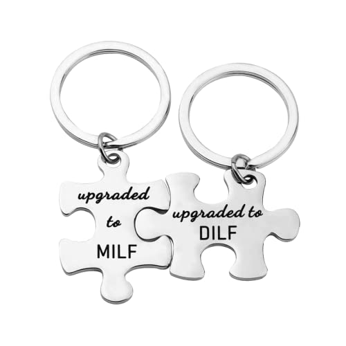 MAOFAED New Mom New Dad Gift Couple Gift New Parent Gift Ungraded To Dilf Ungraded To Milf Keychain Pregnancy Gift (ungraded dilf milf)
