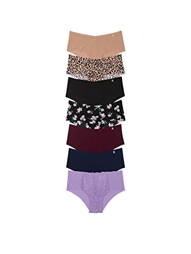 Victoria's Secret No Show Cheeky Panty Pack, Raw Cut Edges, Cheeky Underwear for Women, 7 Pack, Essential Mix (M)
