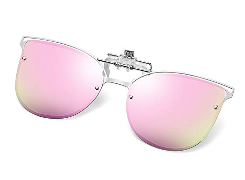 FEISEDY Clip On Polarized Sunglasses Cat Eye Flip for Eyewear Glasses B2436