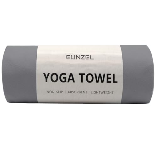 Eunzel Hot Yoga Towel Non Slip Yoga Mat Towel Non-Slip Sweat Absorbent Microfiber Towel for Hot Yoga, Pilates and Workout 72' x 26.5', Dark Grey