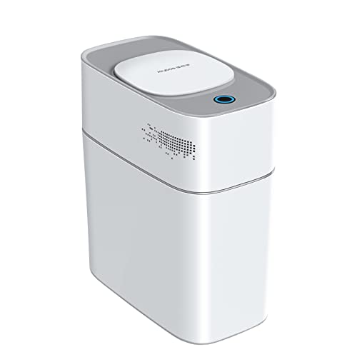 JOYBOS Bathroom Trash Can with Lid Automatic Garbage Can, 3 Gallon Slim Electric Waterproof Narrow Small Garbage Bin,Plastic Trash Bin, 14 L Motion Sensor Rubbish Can for Bedroom Office Toilet