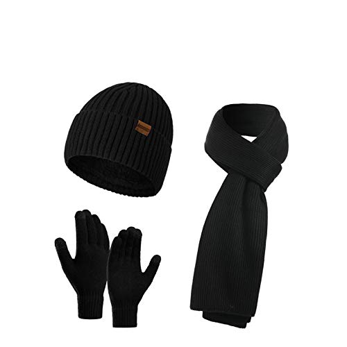 Honnesserry Winter Hats Scarf for Men with Touchscreen Gloves Warm Men's Scaves and Beanie Hat Themal Gloves Set