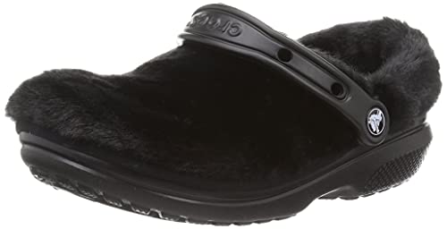 Crocs Unisex Men's and Women's Classic Fur Sure Clog | Fuzzy Slippers, Black, 5 US