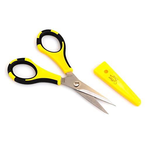 EK Tools Cutter Bee Precision Scissors, Small, Yellow and Black, Package Includes 1 Ergonomic Scissor and 1 Protective Safety Cover, For Cutting, Crafting, Paper, Herbs, and More