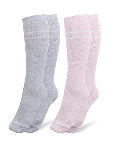 Kindred Bravely Maternity Compression Socks 2-Pack | 20-30 mmHg Compression Socks for Pregnancy (Pink & Grey Heather, Small)