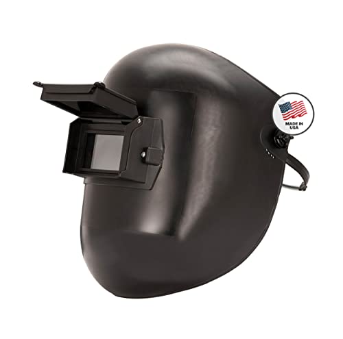 Sellstrom Lightweight, Durable, Bucket Style Passive Welding Helmet with Ratchet Headgear, 2' x 4.25' Lift Front (Filters, Cover Plates Sold Separately), Super Tuff Nylon, Black, 28301