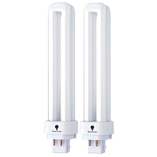 Bluex Bulbs 2 Pack PLC 13W 3500K 4 Pin G24Q-1 13 Watt Double Tube CFL Light Bulb, Replaces Sylvania 20671 CF13DD/E/835 - Philips 38327-3 PL-C 13W/835/4P/ALTO and GE 97596 F13DBX/835/ECO4P