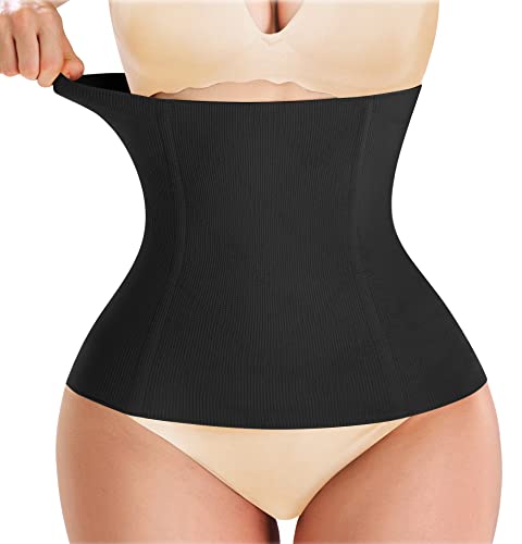 Nebility Womens' Waist Trainer Tummy Control Waist Cincher Slim Body Shaper (Black Without Hook, M)