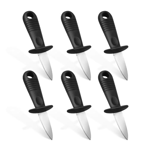 KUBQLIG 6Pcs Oyster Shucking Knife, Oyster Knife with Food Grade Stainless, 3rd Generation Oyster Shucker Thicker Blades and More Anti Slip Design, Oyster Knives Suitable for All Kinds of Shells