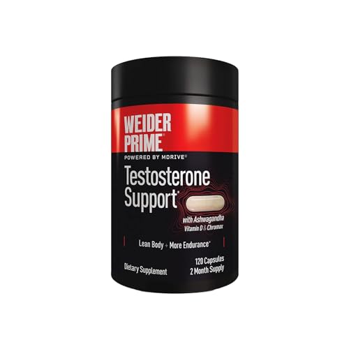 Weider Prime Testosterone Supplement for Men, Healthy , Support to Help Boost Strength and Build Lean Muscle, 120 Capsules