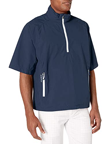 Zero Restriction Men's Half-sleeve Quarter Zip Power Torque Rain Jacket, Navy/White, X-Large