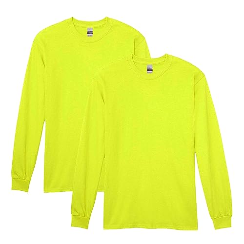 Gildan Heavy Cotton Long Sleeve T-Shirt, Style G5400, 2-Pack, Safety Green, Large