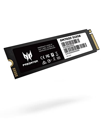 acer Predator GM7000 512GB NVMe Gen4 Gaming SSD, M.2 2280, Compatible with PS5, PCIe 4.0 Internal PC Solid State Hard Drive Up to 7400MB/s - BL.9BWWR.104