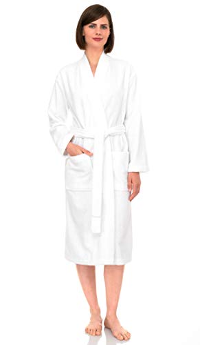 TowelSelections Womens Robe, Soft Cotton Bathrobe for Women, Spa Terry Cloth Robes for Women Medium/Large White