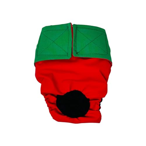 Barkertime Holiday Green and Red Premium Waterproof Cat Diaper, S, Without Tail Hole Stud Pants for Piddling, Spraying, Incontinent Cats - Made in USA