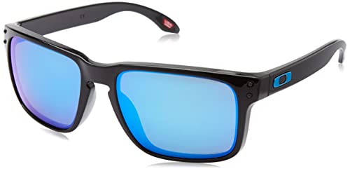 Oakley Men's OO9102 Holbrook Square Sunglasses, Polished Black/Prizm Sapphire, 57 mm