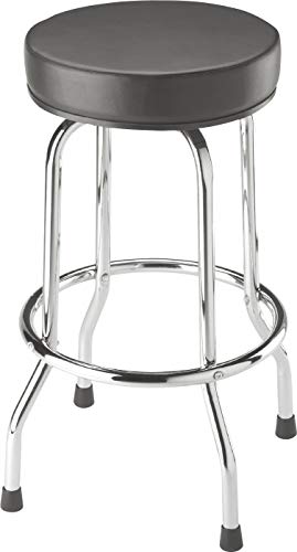 BIG RED Torin Swivel Bar Stool: Padded Garage/Shop Seat with Chrome Plated Legs, Black, 28.74' Tall, 18.5' Diameter