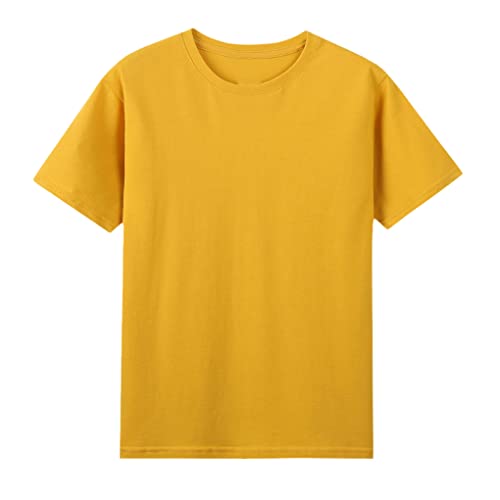 Cotton Thicken T-Shirt Men Causal O-Neck Women Basic Tops Classical Couple T-Shirt Turmeric S