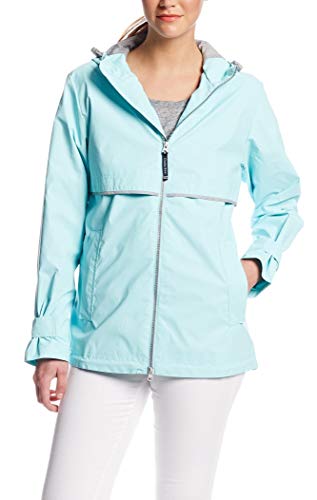 Charles River Apparel Women's New Englander Wind & Waterproof Rain Jacket (Reg/Ext Sizes), Aqua Reflective, M