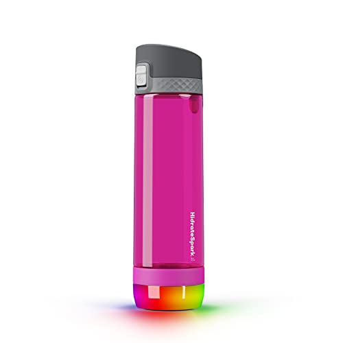 Hidrate Spark PRO Lite Smart Water Bottle – Tritan Plastic – Tracks Water Intake with Bluetooth, LED Glow Reminder When You Need to Drink – Chug Lid, 24 oz, Fruit Punch