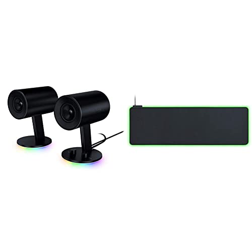 Razer Nommo Chroma: Custom Woven 3' Glass Fiber Drivers, Black & Goliathus Extended Chroma Gaming Mousepad: Customizable Chroma RGB Lighting, Soft, Cloth Material, Classic Black