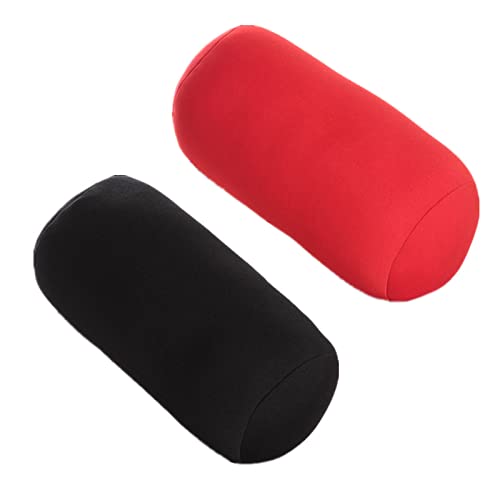 ASkinds 2 Pcs Cylindrical Pillow Comfortable Roll Pillow Microbead Jelly Bean Bed Pillow Tube Pillow Cushion for Head, Neck, Back Support(Black+Red)