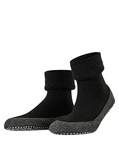 FALKE Men's Cosyshoe Slipper Socks, Cozy Warm, Merino Wool, Thick House Socks for Winter and Fall, Grips On Sole, Black (Black 3000), 8-9, 1 Pair