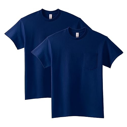 Gildan Adult Ultra Cotton T-Shirt with Pocket, Style G2300, 2-Pack, Navy, 3X-Large