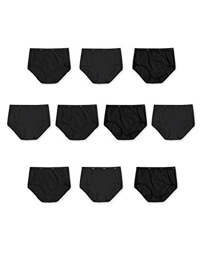 Hanes womens Cotton Brief Underwear, 10 Pack - Brief Black, 8 US