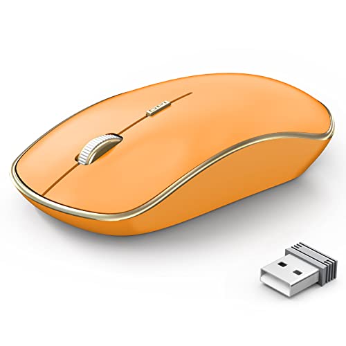 J JOYACCESS 2.4G Wireless Mouse Soft Click, Silent Travel Wireless Mouse for Laptop, 3200 DPI, 5 Adjustment Levels, Computer Mouse Wireless for Chromebook, Mac, PC, Notebook - Orange