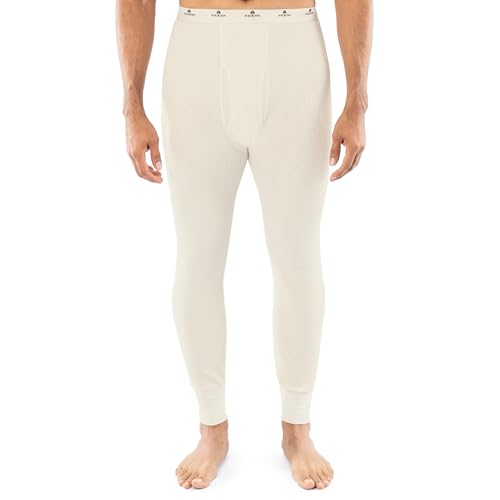 Indera Men's Heavyweight Cotton Waffle Long Johns Thermal Underwear Bottom, Natural, Large