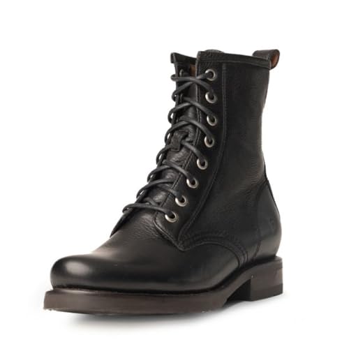 Frye Veronica Women’s Combat Boots Crafted from Hand-Burnished Vintage Italian Leather with Goodyear Welt Construction and Leather Lining – 6 ¾” Shaft Height, Black (Cubana Leather) - 9.5M