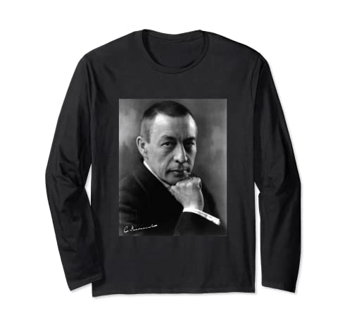 Sergei Rachmaninoff Composer Portrait with Autograph Long Sleeve T-Shirt