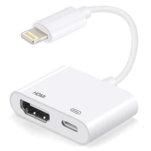 [Apple MFi Certified] Lightning to HDMI Adapters with Digital AV Adapter 1080P Video & Audio Sync Screen Converter, Compatible with iPhone 12/11 /X /8Plus / iPad/iPod to HDMI - White