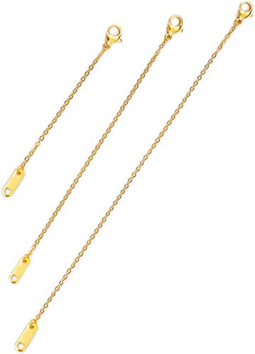 Altitude Boutique Necklace Extenders Set 2', 4', 6' in 18k Gold Plated Gold Necklace Extender for Women Chain Delicate Extenders for Necklaces (Gold)