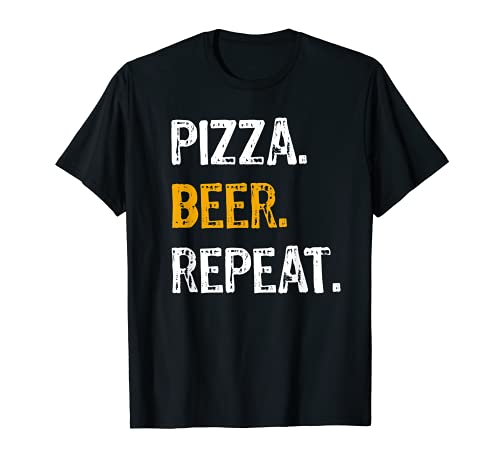 Pizza Beer Repeat Shirt, Funny Novelty Pizza Lover Tee