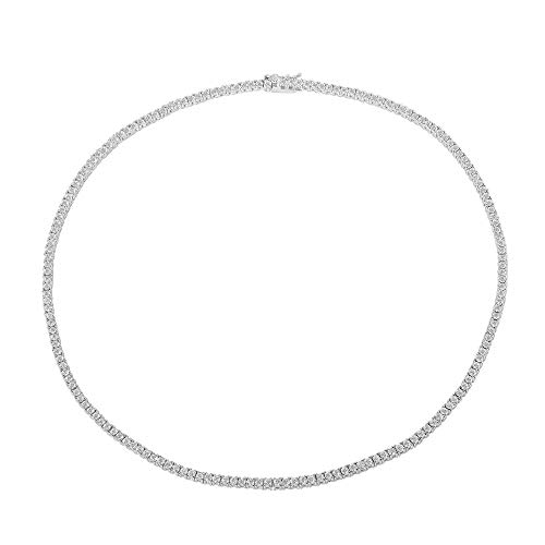 Women's .925 Sterling Silver 2MM Round Cubic Zirconia Tennis Necklace (16 Inches)