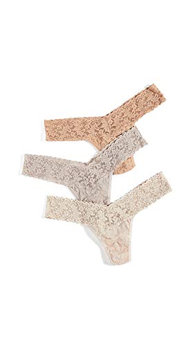 hanky panky Women's 3 Pack Neutrals Low Rise Thongs, Neutral, Tan, One Size