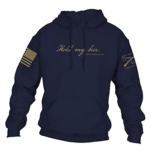 Grunt Style Hold My Beer Hoodie (Navy, XLarge)