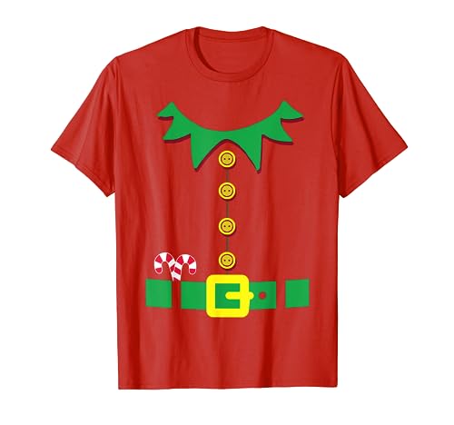 Elf Costume T-shirt Santa Holiday Christmas Red T Shirt T-Shirt
