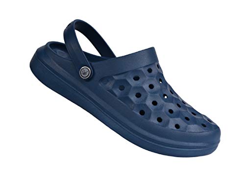 Joybees Varsity Clog - Comfortable Slip-on Water Friendly Athletic Clog for Women and Men - Navy - Women's Size 10 / Men's Size 8